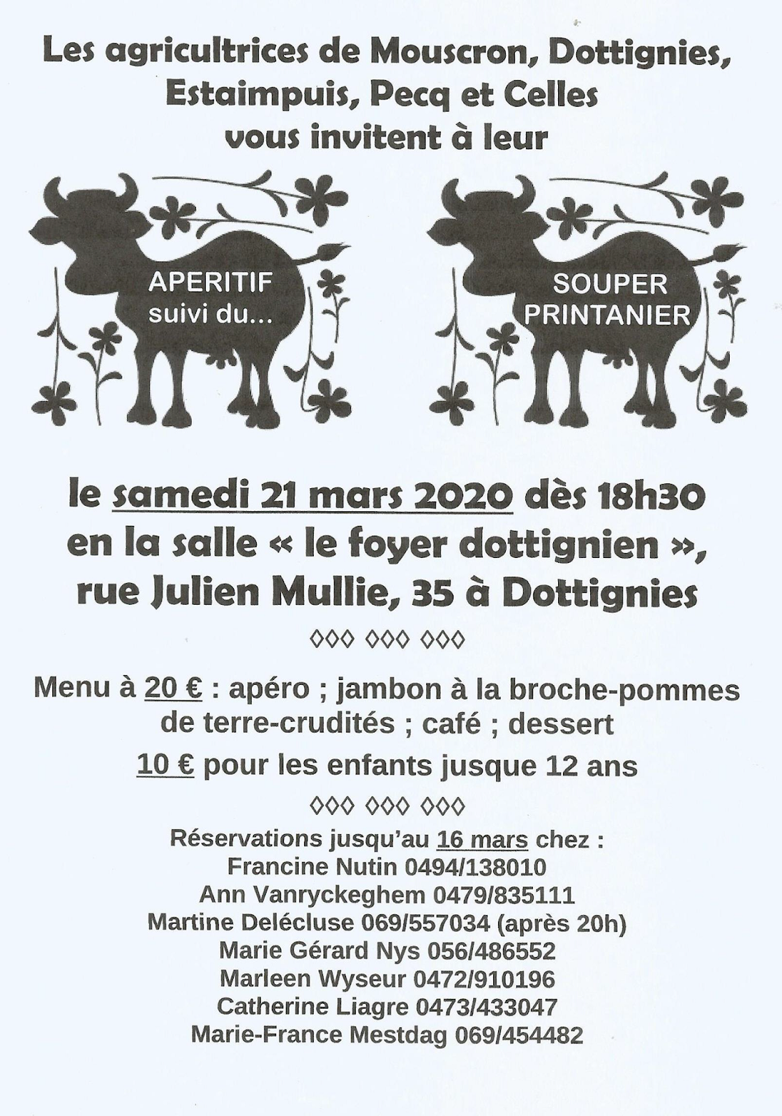 Apéro & Repas des Agricultrices - Dottignies