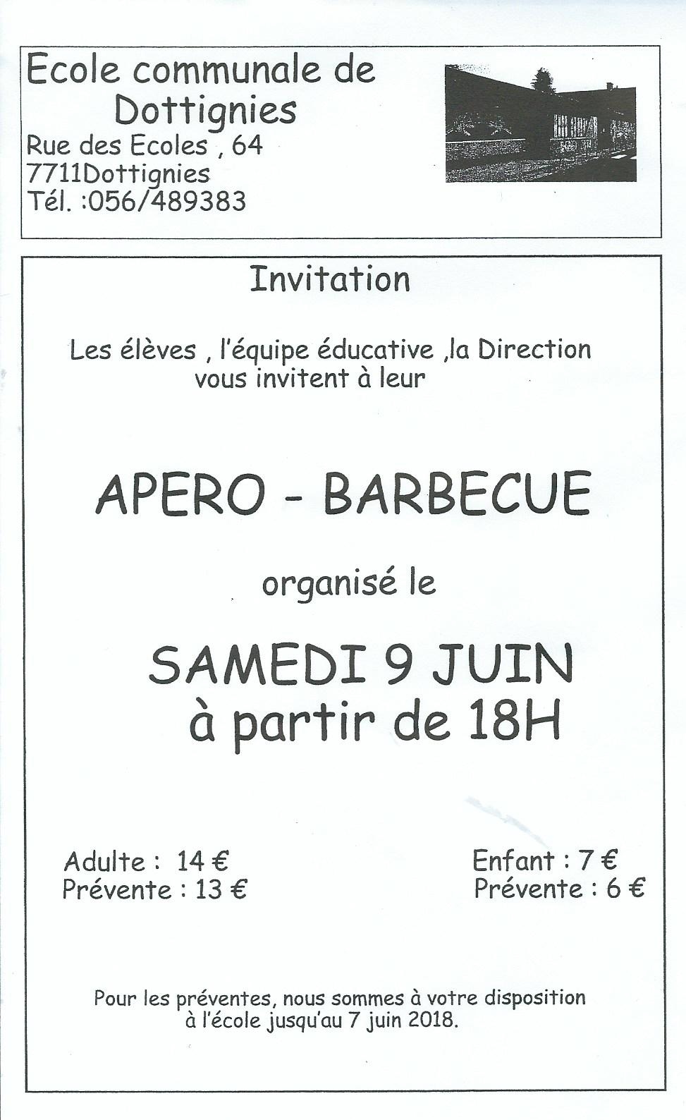 Apéro, Barbecue de l'Ecole Communale - Dottignies