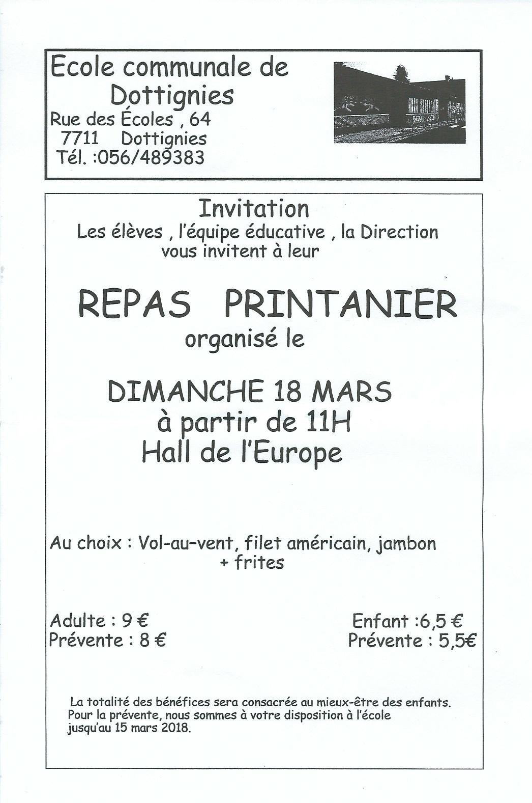 Repas Printanier de l'Ecole Communale - Dottignies