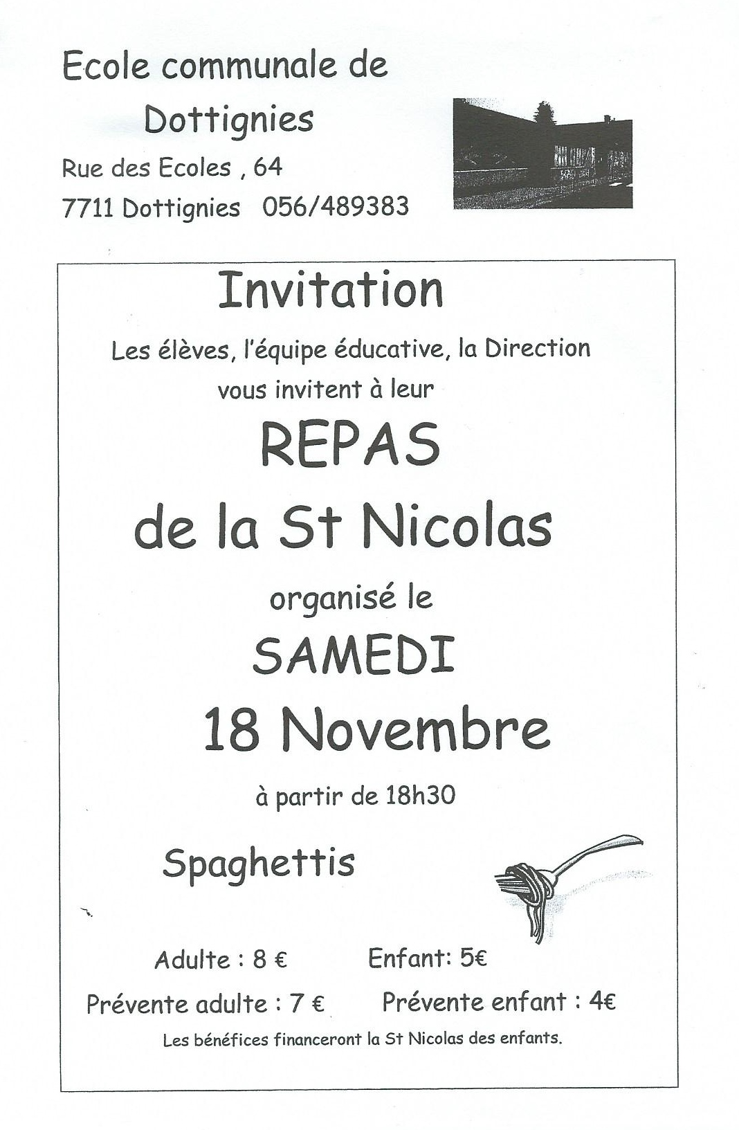 Repas de la St-Nicolas de l'Ecole Communale - Dottignies